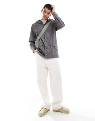 Rains Drawstring-hooded Buttoned Rain Jacket In Gray
