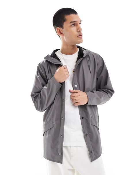 Rains 12010 waterproof short hooded jacket in grey - view 1