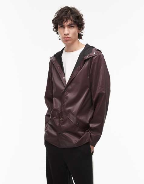 Rains 12010 waterproof short jacket in burgundy shine - view 1