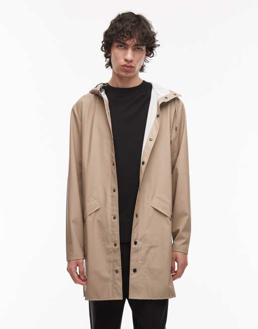 Rains – 12020 – Beżowa kurtka przeciwdeszczowa o wydłużonym fasonie