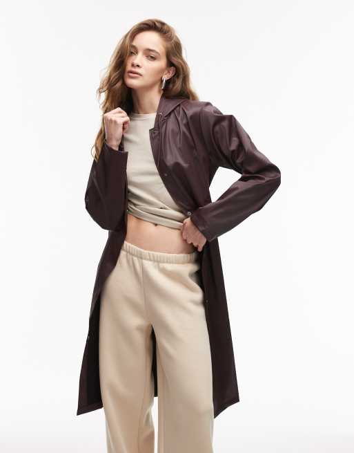 Rains - 12020 - Giacca impermeabile taglio lungo bordeaux svasata con cintura