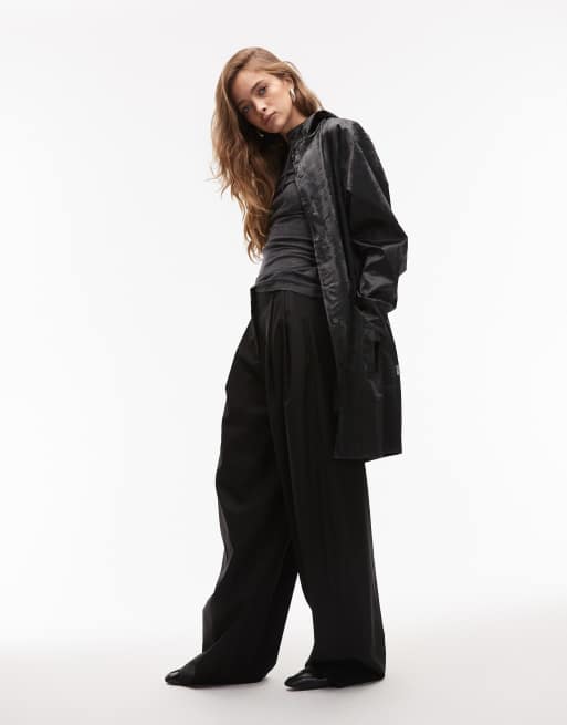 Rains - 12020 - Giacca impermeabile taglio lungo nera con zip
