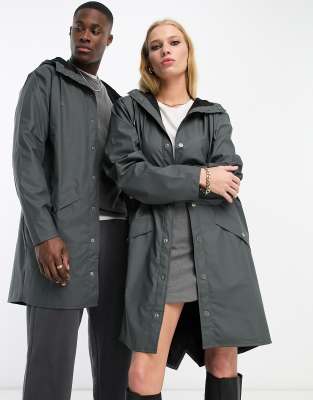 Rains - 12020 - Giacca impermeabile unisex color ardesia taglio lungo
