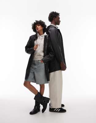 Rains Unisex Nero Long Jacket | Rainwear | | S - Immagine 8