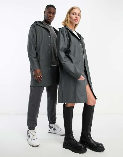 Rains – 12020 – Lange, wasserdichte Unisex-Jacke in Schiefergrau, 2 von 4