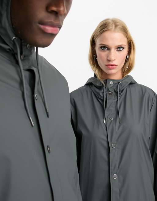 Rains – 12020 – Lange, wasserdichte Unisex-Jacke in Schiefergrau, 3 von 4