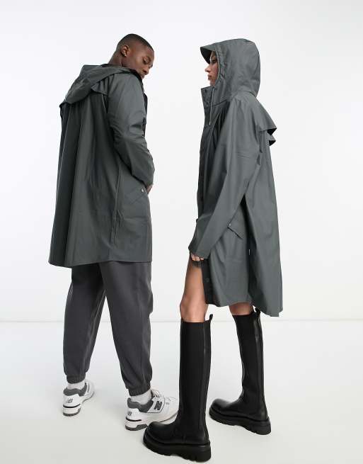 Rains – 12020 – Lange, wasserdichte Unisex-Jacke in Schiefergrau, 4 von 4