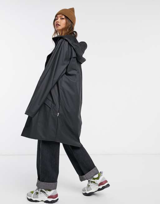 Rains 12020 long jacket in black | ASOS