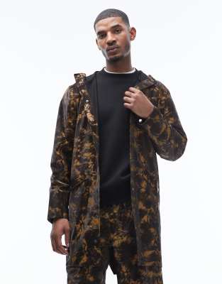 Rains 12020 Unisex Long Waterproof Hooded Jacket In Brown