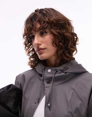 Rains 12020 Unisex Waterproof Long Hooded Jacket In Gray