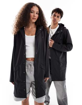 Shop Rains 12020 Unisex Waterproof Long Jacket In Black