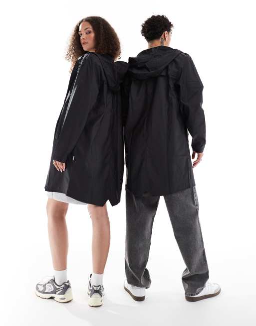 Long black hot sale rain jacket