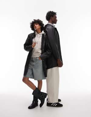 Rains 12020 unisex waterproof long jacket in black