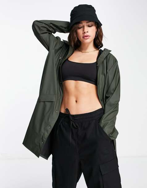 Rains 12020 unisex waterproof long jacket in green - view 1