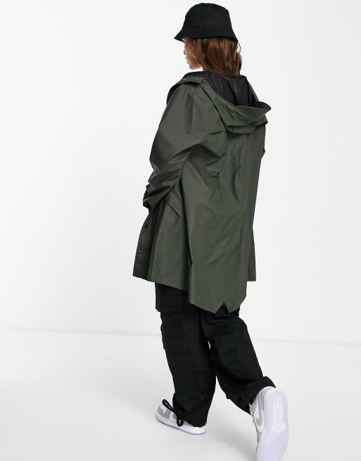 Rains 12020 unisex waterproof long jacket in green