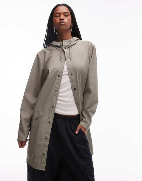 Rains – 12020 – Wasserdichte, lange Jacke in hellem Khaki - view 1