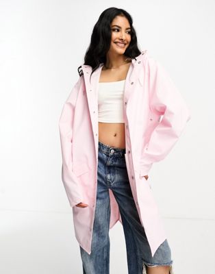 Rains 12020 waterproof hooded long jacket in pink - ASOS Price Checker