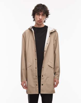 Rains Rains 12020 waterproof long jacket in beige-Neutral