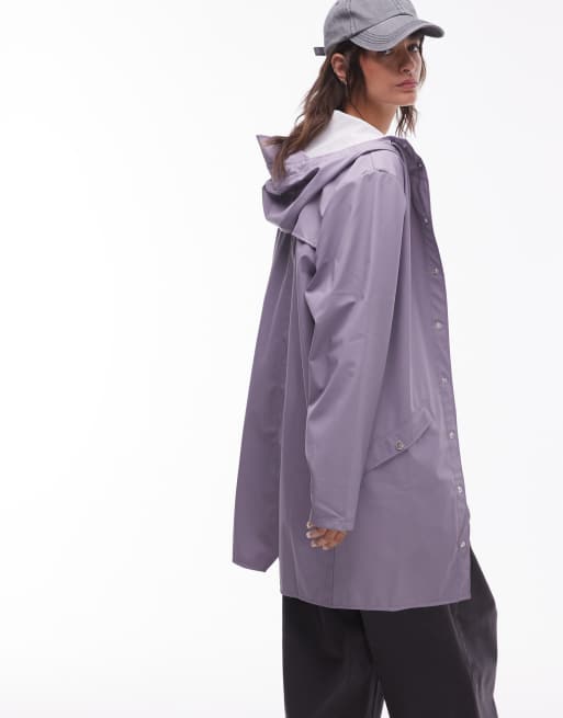 Rains 12020 waterproof long jacket in dusty purple exclusive to ASOS