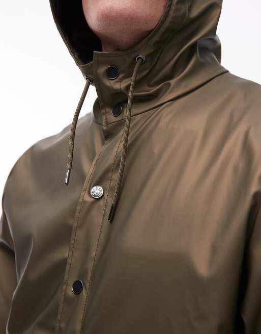 Rains 12020 waterproof long jacket in metallic khaki, 3 of 4