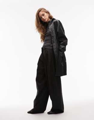 Rains Rains 12020 zip through waterproof long jacket in black