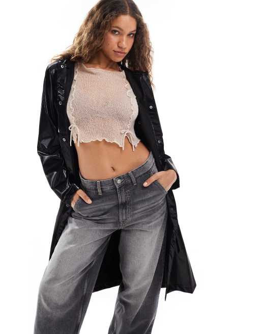 Rains 12040 A-Line waterproof long jacket in shiny black | ASOS