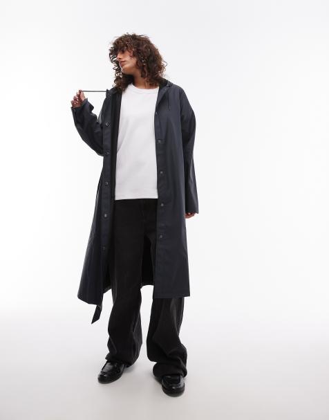 Rains 12040 waterproof A-line longer jacket in navy - view 1