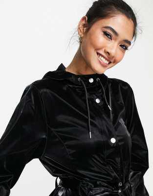 rains long jacket velvet black