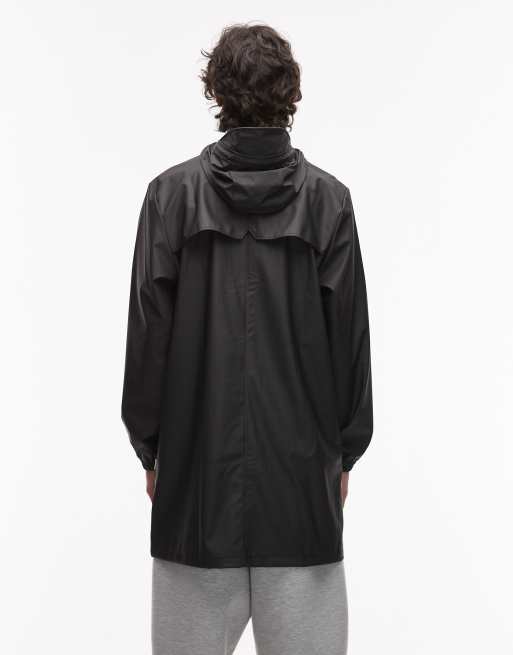 Rains – 12080 – Wasserdichte, lange Windjacke in Schwarz mit Reißverschluss, 3 von 5