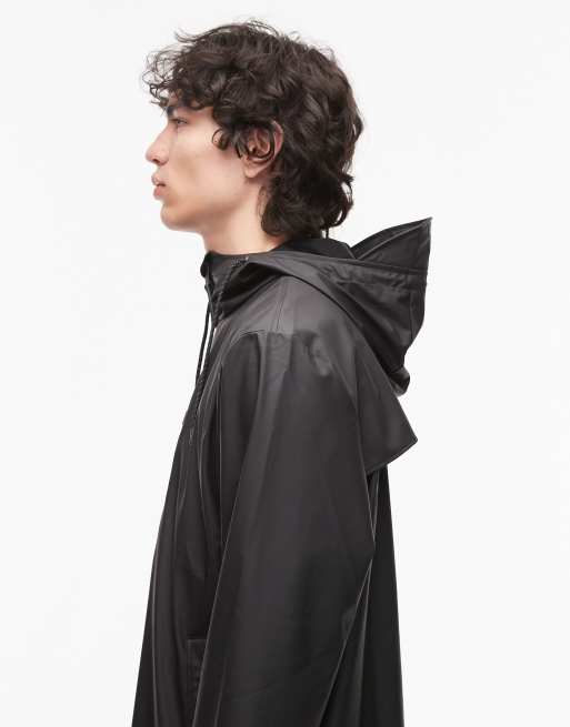 Rains – 12080 – Wasserdichte, lange Windjacke in Schwarz mit Reißverschluss, 4 von 5