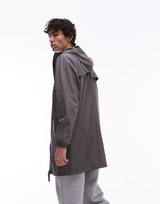 Rains 12080 waterproof long storm breaker jacket in gray | ASOS