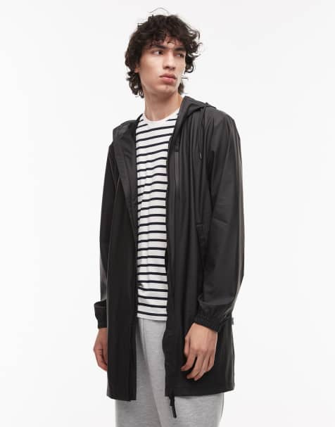 Rains 12080 zip through waterproof long storm breaker jacket in black - view 1
