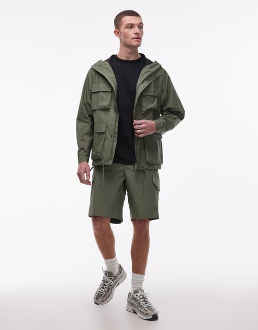 Rains - Co-ord set van waterbestendig jack en short in groen, 3 van 3