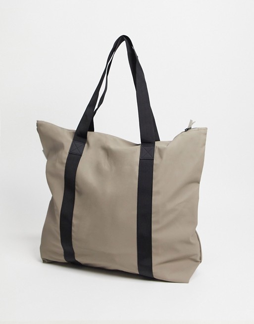 Rains 1224 contrast webbing tote bag in taupe
