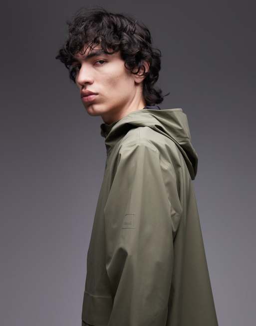 Rains 12420 Suva zip through waterproof hardshell jacket in khaki