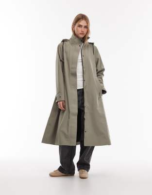 Rains - 12500 - Veste longue trapèze imperméable - Vert pâle