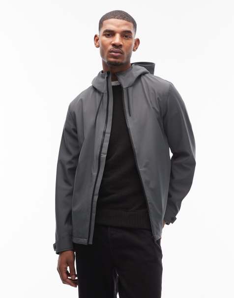 Rains 12520 Suva waterproof hooded shell jacket in dark gray - view 1