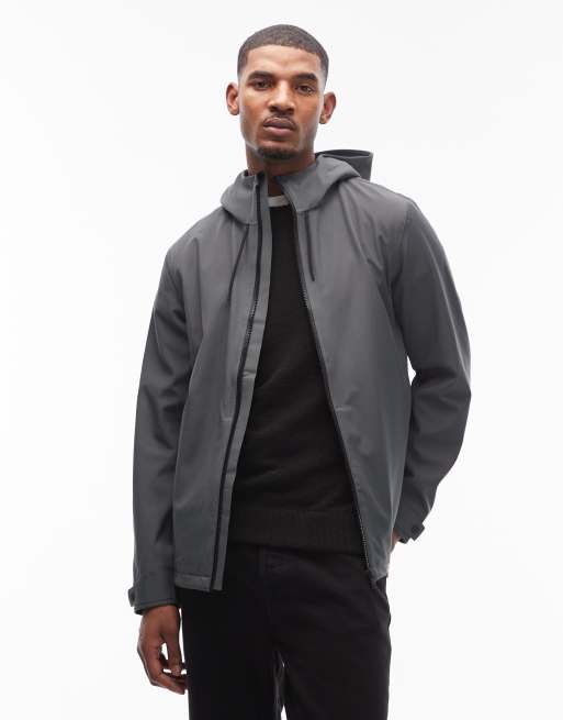 Rains 12520 Suva waterproof softshell hooded jacket in dark gray