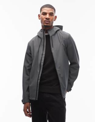 Rains 12520 Suva Waterproof Softshell Hooded Jacket In Gray