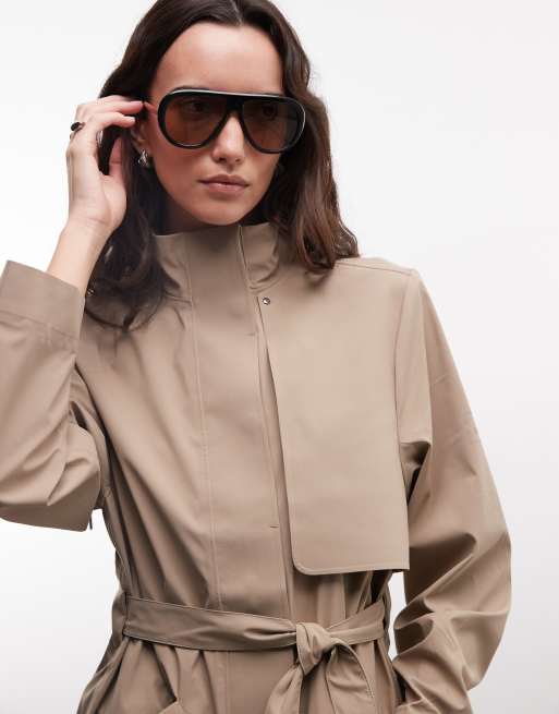 Rains 12560 Suva waterproof hardshell belted coat in beige, 2 of 4