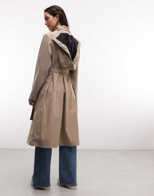 Rains 12560 Suva waterproof hardshell belted coat in beige, 4 of 4
