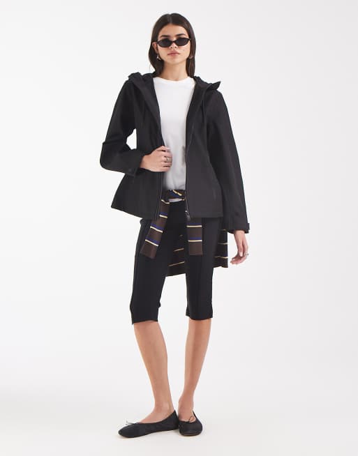 Rains 12570 Suva Softshell waterproof cinched waist hooded jacket in black, 2 of 4