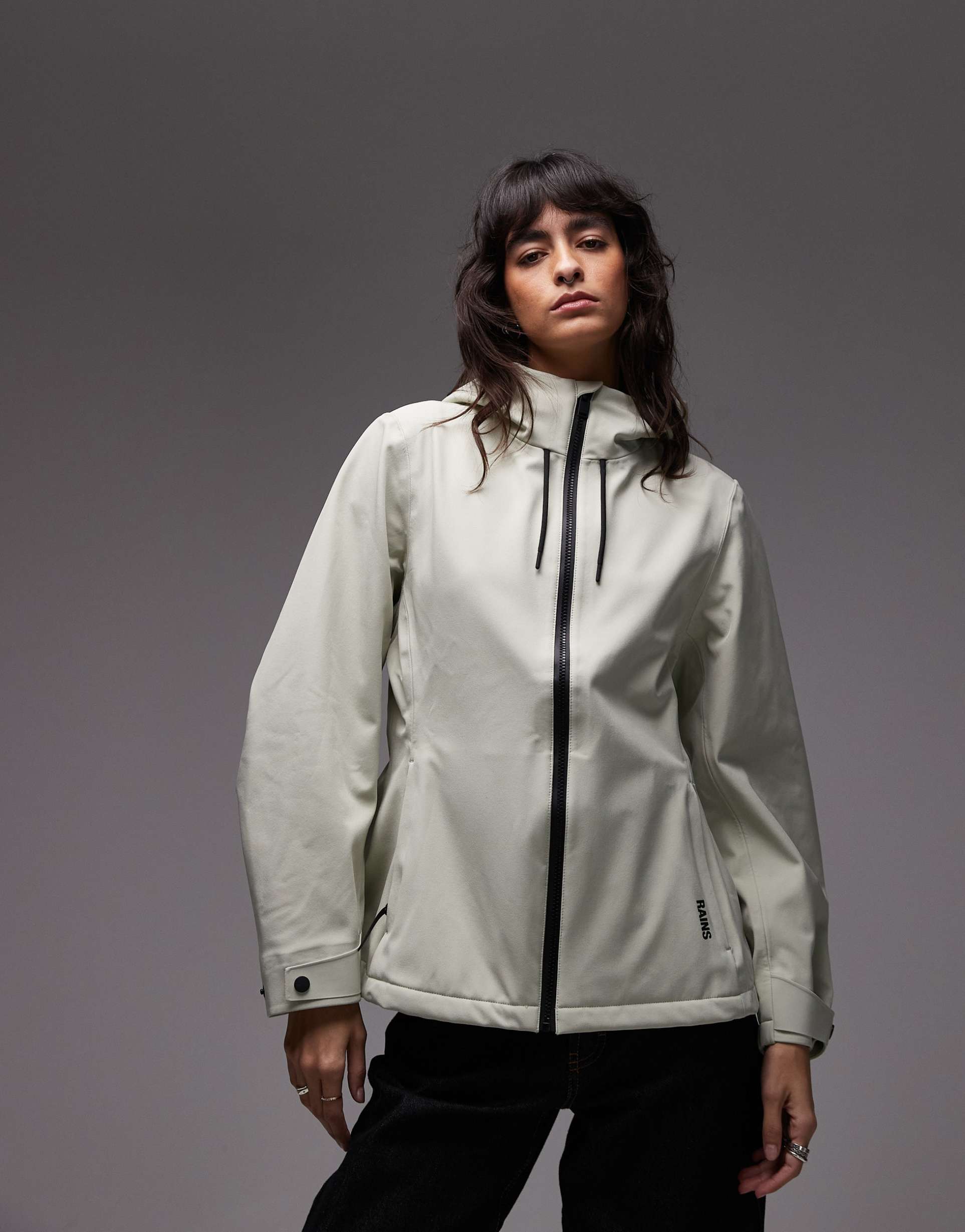 rains 12570 suva waterproof hooded shell jacket in light green