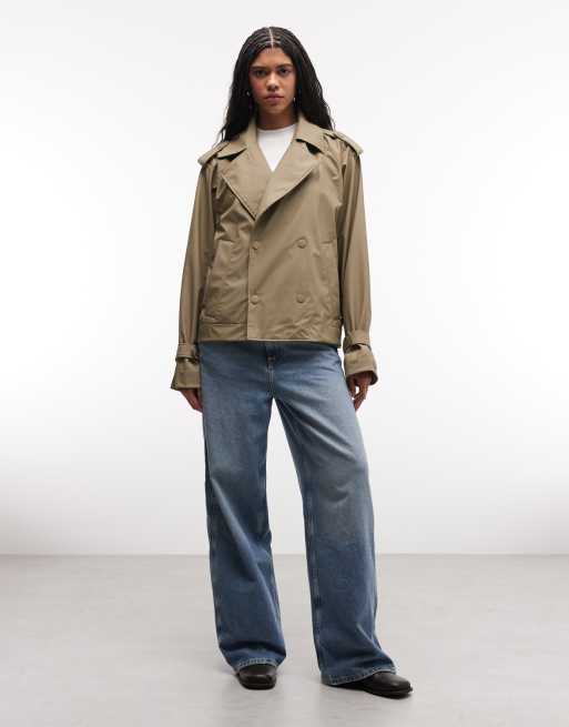 Rains - 12610 - Korte waterbestendige double breasted trenchcoat in donkerbeige, 2 van 4