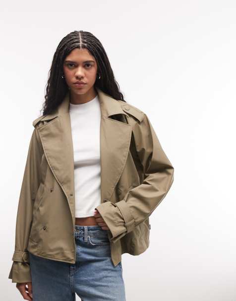 Rains – 12610 – Wasserfester, zweireihiger, kurzer Trenchcoat in dunklem Beige - view 1