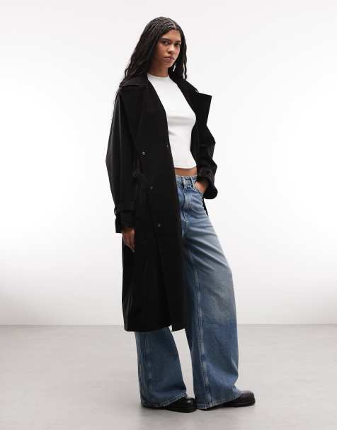 Rains 12620 waterproof belted double-breasted trench coat in black crocodile - view 1