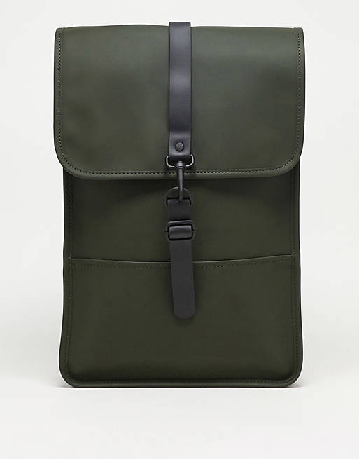 Rains 12800 unisex waterproof mini backpack in green | ASOS