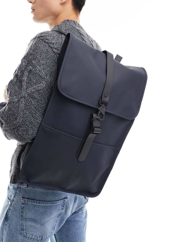 Rains 13000 unisex waterproof backpack in navy | ASOS display picture 3