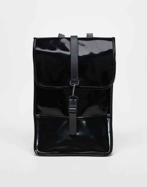 Rains - 13020 - Unisex waterbestendige mini rugzak in glanzend zwart