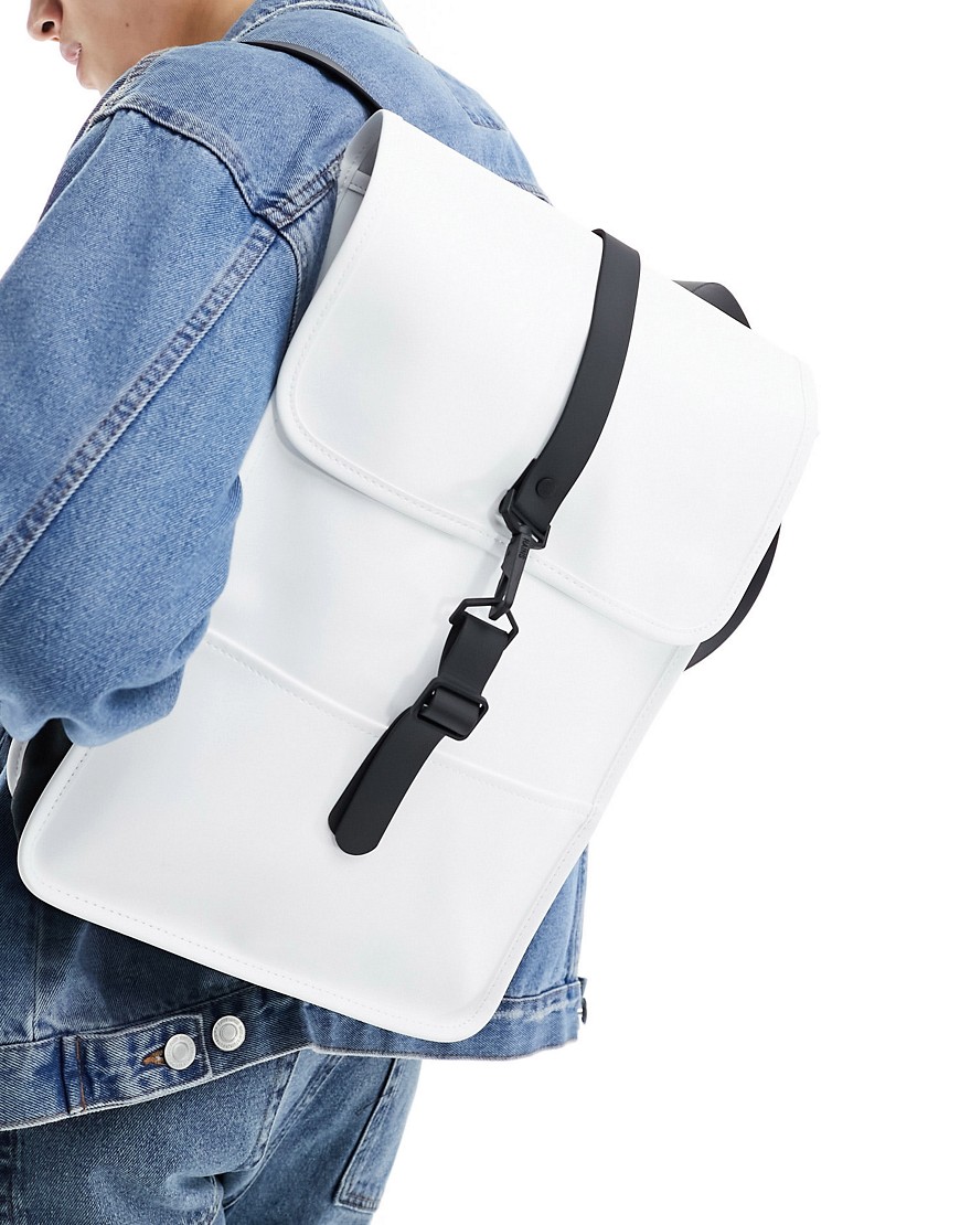 Rains 13020 unisex waterproof backpack mini in powder white